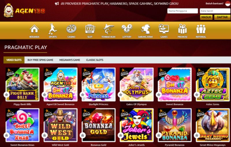 Agen138 : Situs Judi Slot Pragmatic Play Online Terbaik